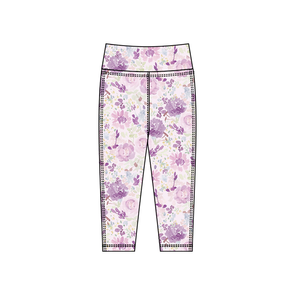 Baby Girls Lavender Flowers Yoga Leggings Pants Bottom Preorder
