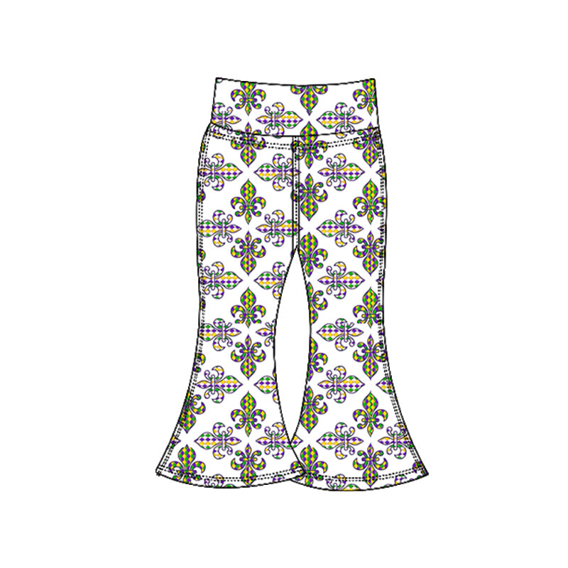 Baby Girls Mardigras Anchors Plaid Yoga Bell Bottom Pants Preorder