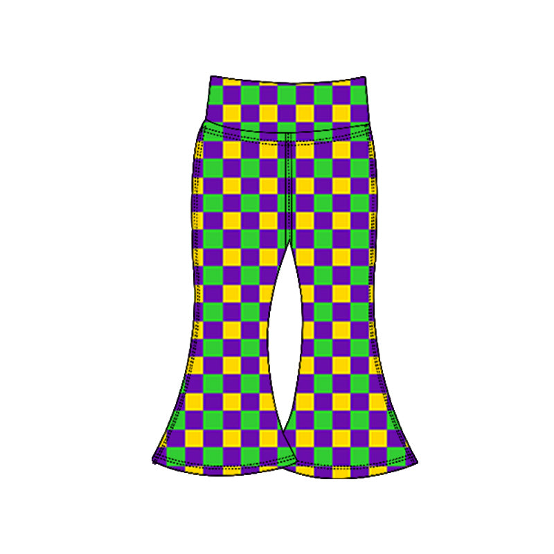 Baby Girls Mardigras Checked Yoga Bell Bottom Pants Preorder