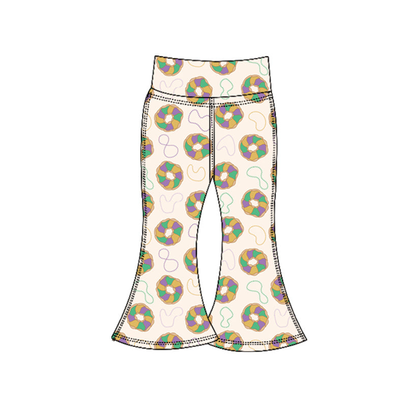 Baby Girls Mardigras Donuts Lights Yoga Bell Bottom Pants Preorder