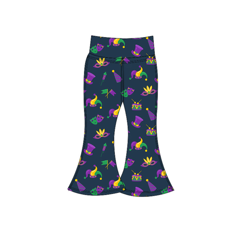 Baby Girls Mardigras Anchors Masks Yoga Bell Bottom Pants Preorder