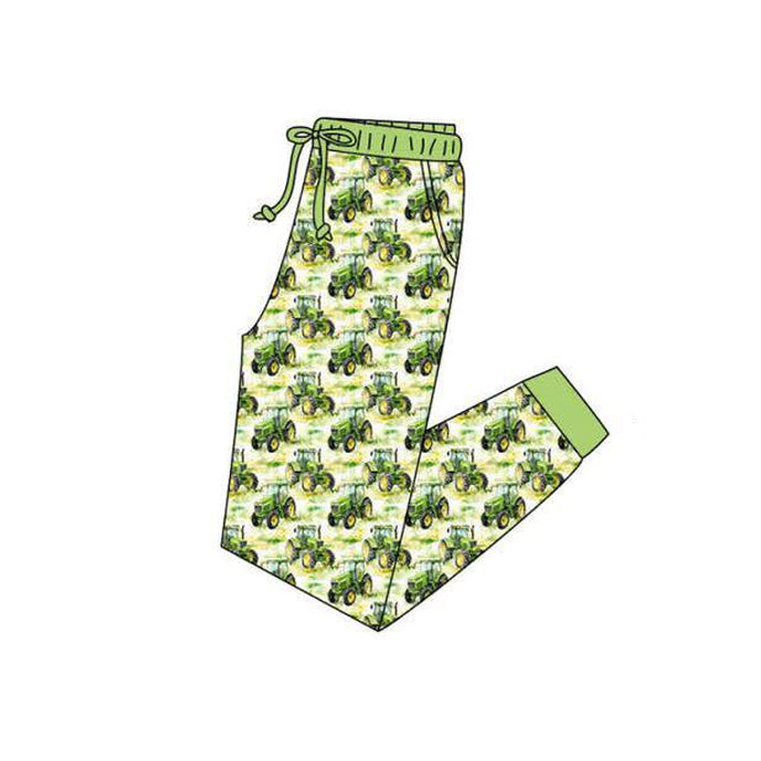 Adult Men Green Trucks Plaid Farm Pockets Pants Bottom Preorder