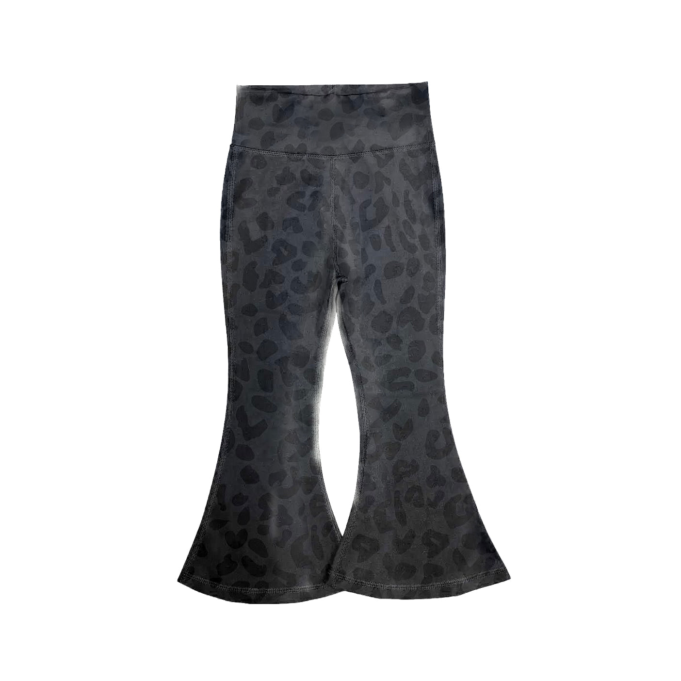 Baby Girls Black Leopard Yoga Active Bell Bottom Pants Preorder