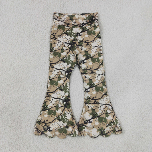 Baby Girls Southern Leaves Camo Flare Scallop Pants Bottom