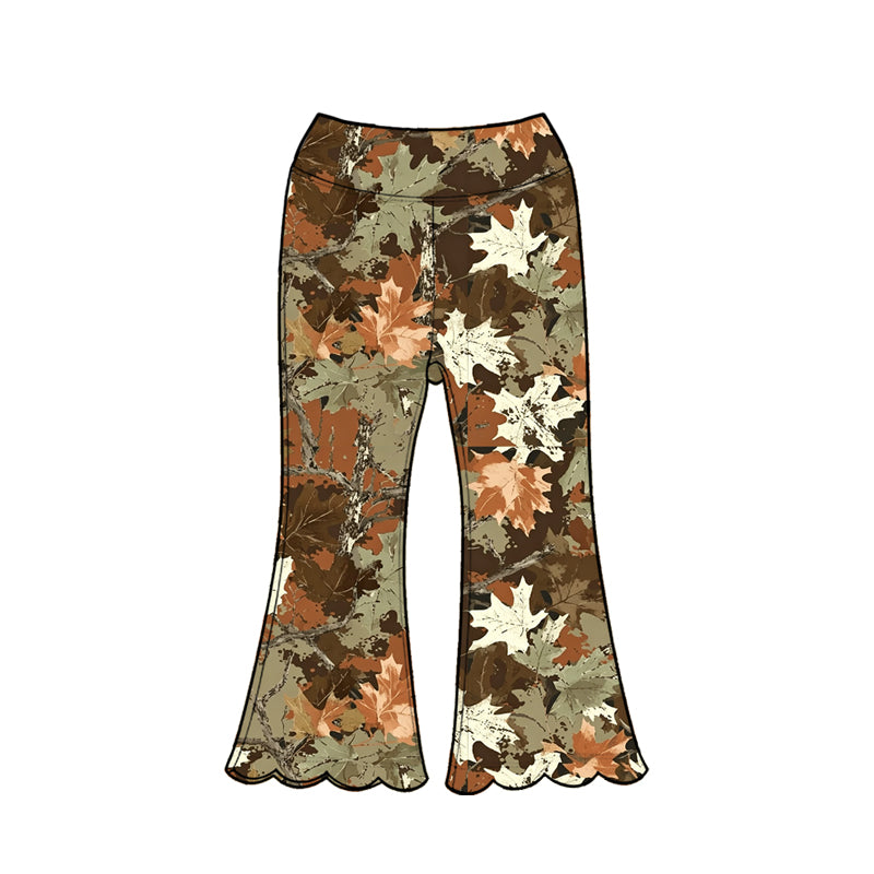 Baby Girls Southern Leaves Camo Scallop Flare Pants Bottom Preorder