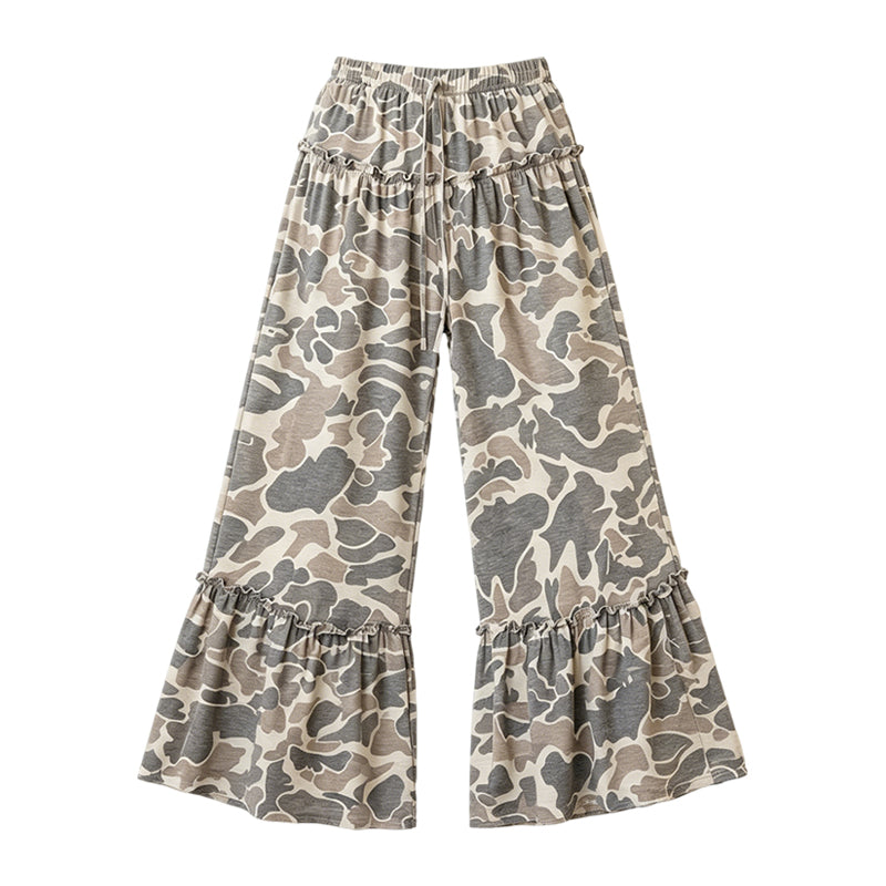 Adult Women Khaki Camo Yoga Active Bell Bottom Pants Preorder