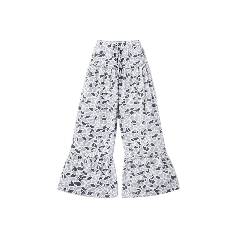 Preorder moq 5 Baby Girls Grey Camo Yoga Active Bell Bottom Pants