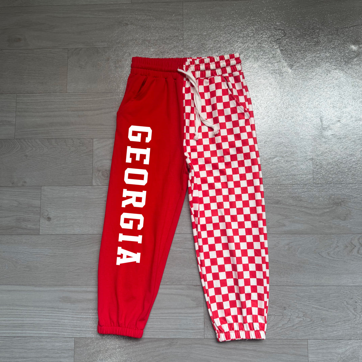 Baby Boys Red Vinyl Georgia Team Pockets Jogger Pants Bottom