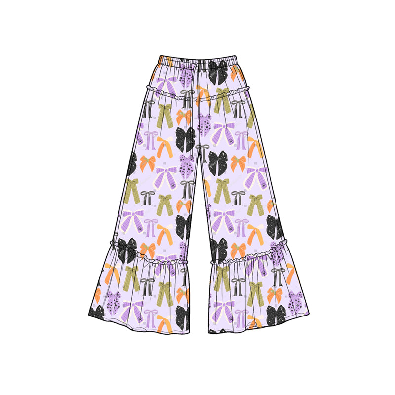 Preorder moq 5 Baby Girls Colorful Flowers Bats Bows Halloween Bell Bottom Pants