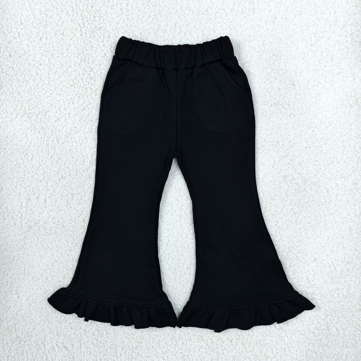 Baby Girls Black Sweater Fabric Ruffle Flare Pants Bottom