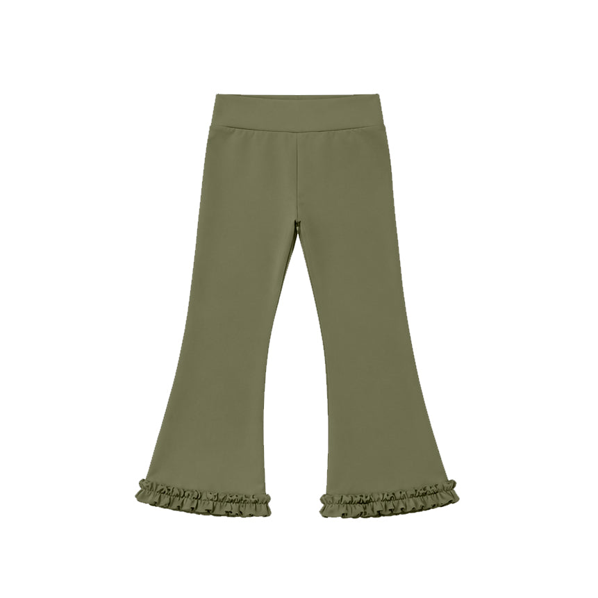 Preorder moq 5 Baby Girls Dark Green Yoga Active Flare Pants Bottom