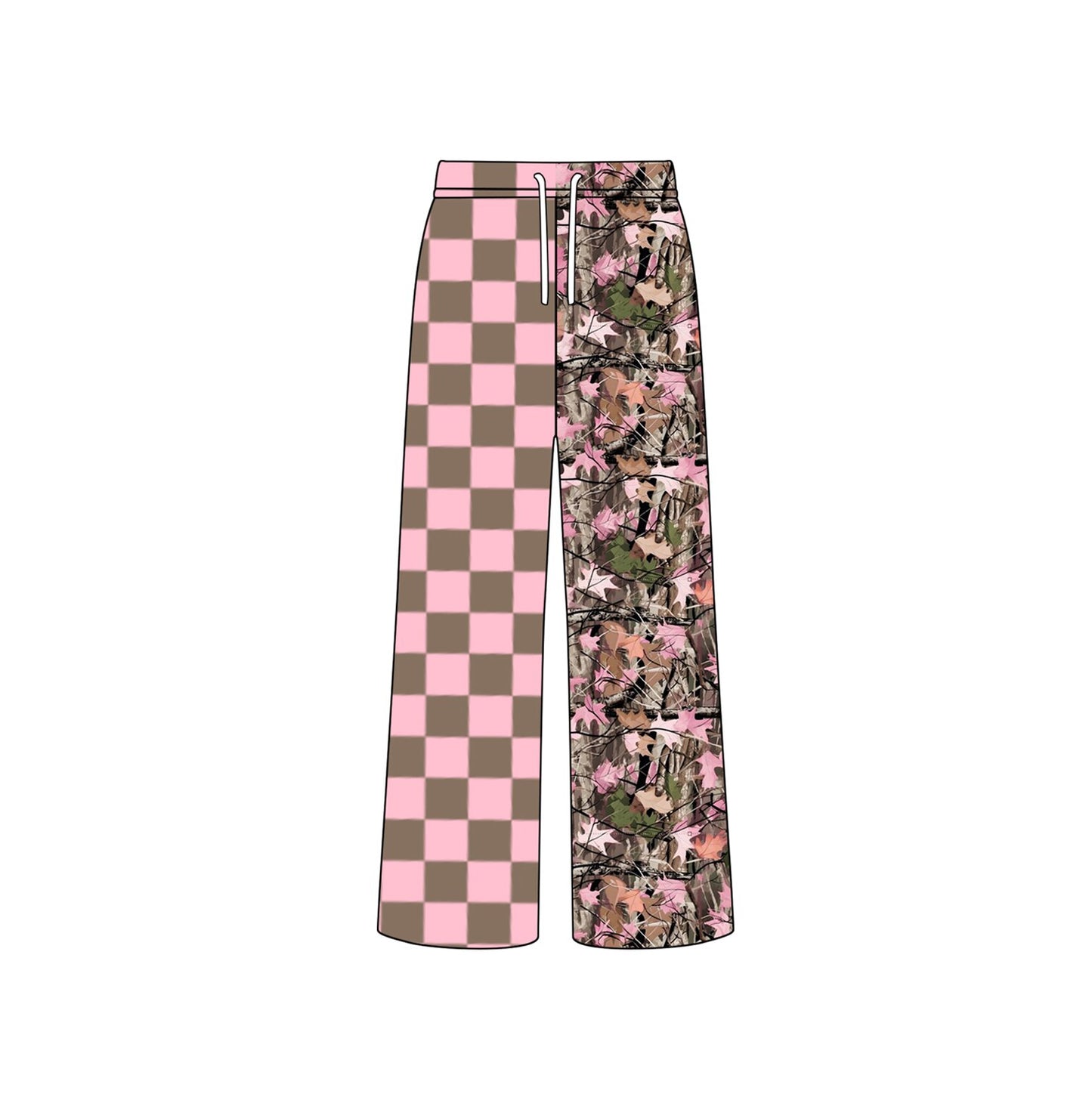 Baby Girls Pink Checked Leaves Pants Bottom Preorder