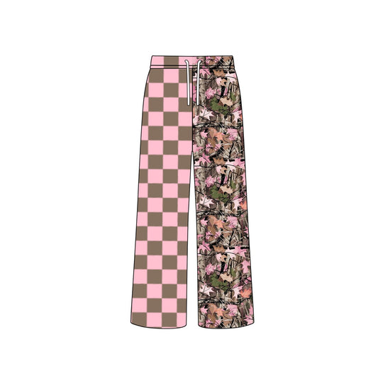 Baby Girls Pink Checked Leaves Pants Bottom Preorder