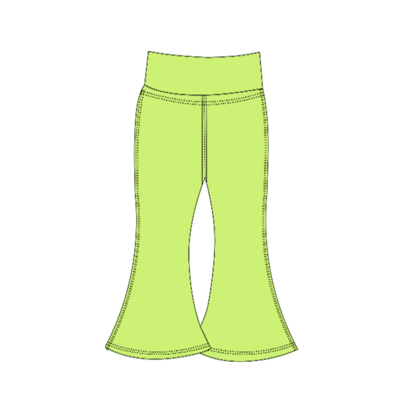 Preorder moq 5 Baby Girls Green Yoga Active Bell Bottom Pants Bottom
