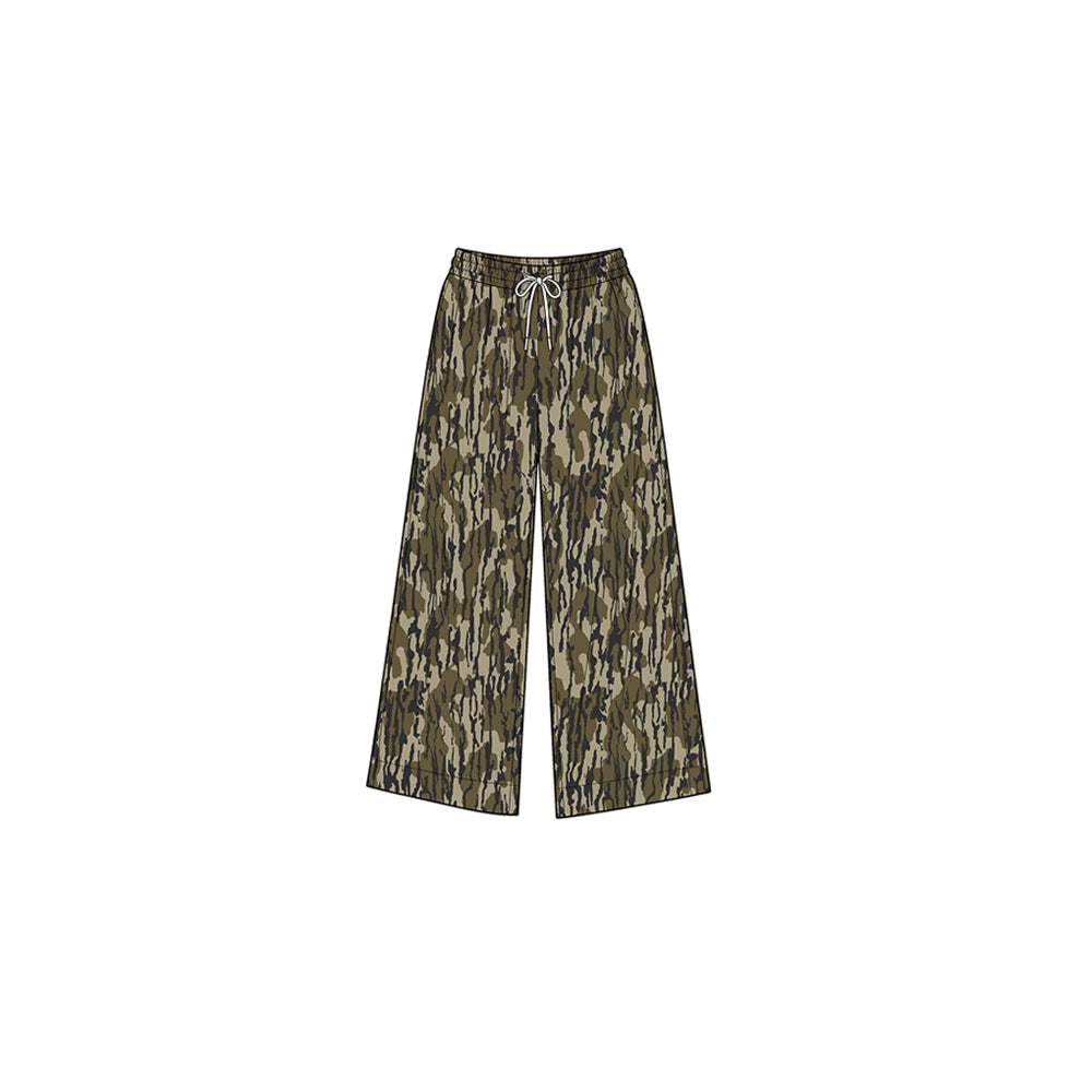 Preorder moq 5 Baby Girls Wood Camo Yoga Active Pockets Straight Pants Bottom
