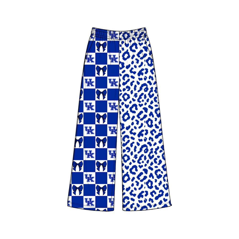 Preorder moq 5 Adult Women Bows Kentucky Leopard Team Pockets Straight Pants Bottom