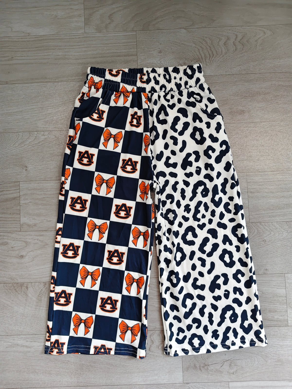 Baby Girls Bows Auburn Leopard Team Pockets Flare Pants Bottom