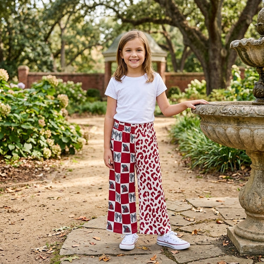 Baby Girls Bows Alabama Leopard Team Pockets Flare Pants Bottom