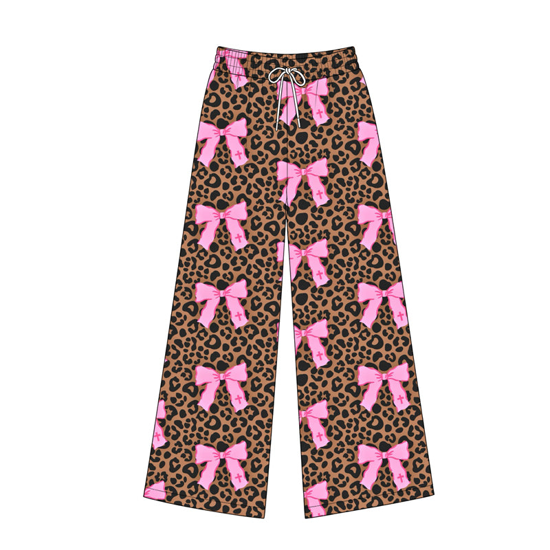 Preorder moq 5 Adult Women Leopard Bows Straight Pants Bottom