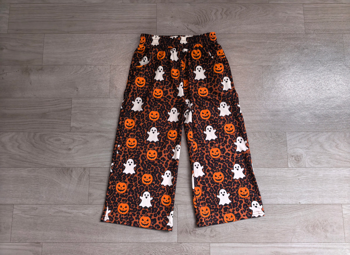 Baby Girls Ghosts Pumpkins Leopard Halloween Pockets Flare Pants Bottom
