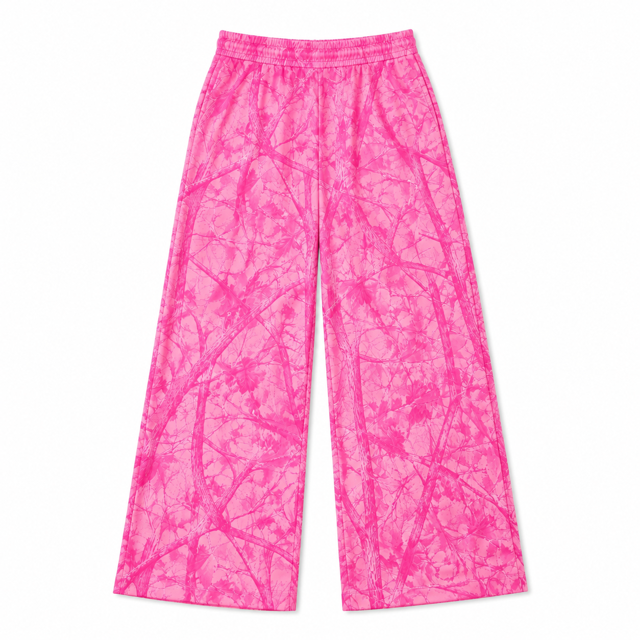 Preorder moq 5 Adult Women Pink Leaves Camo Flare Pants Bottom