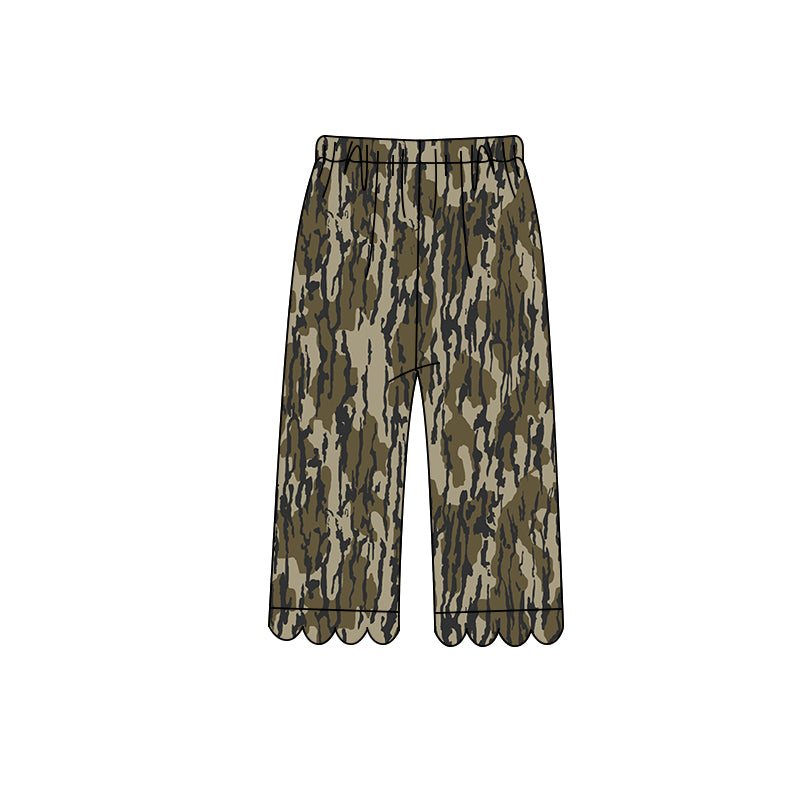 Preorder moq 5 Baby Girls Wood Camo Scallop Pants Bottom