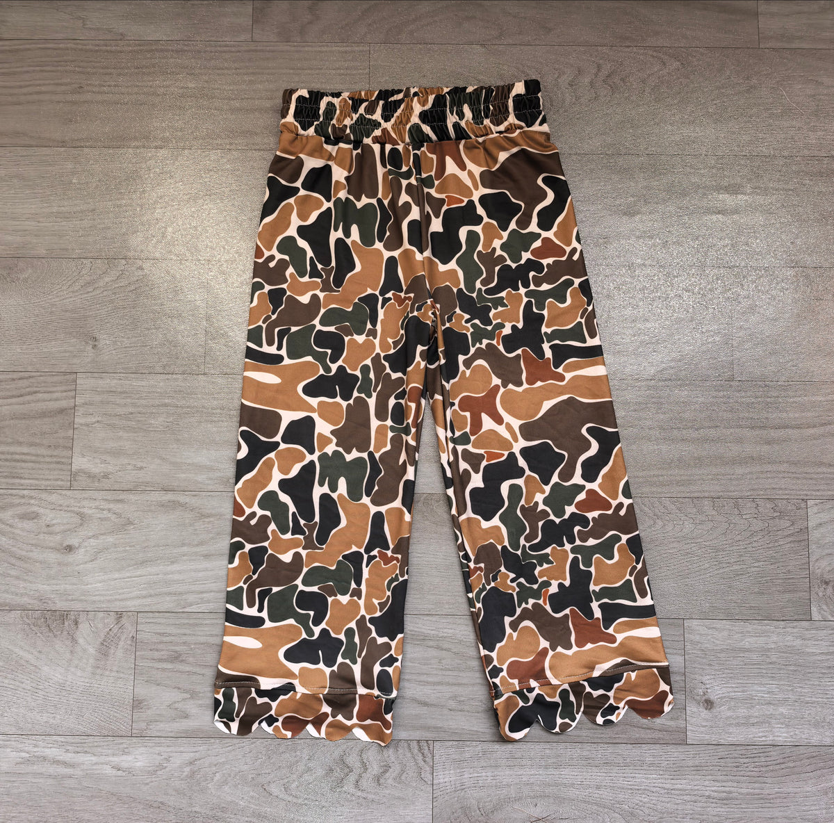 Baby Girls Dark Brown Camo Scallop Flare Pants Bottom