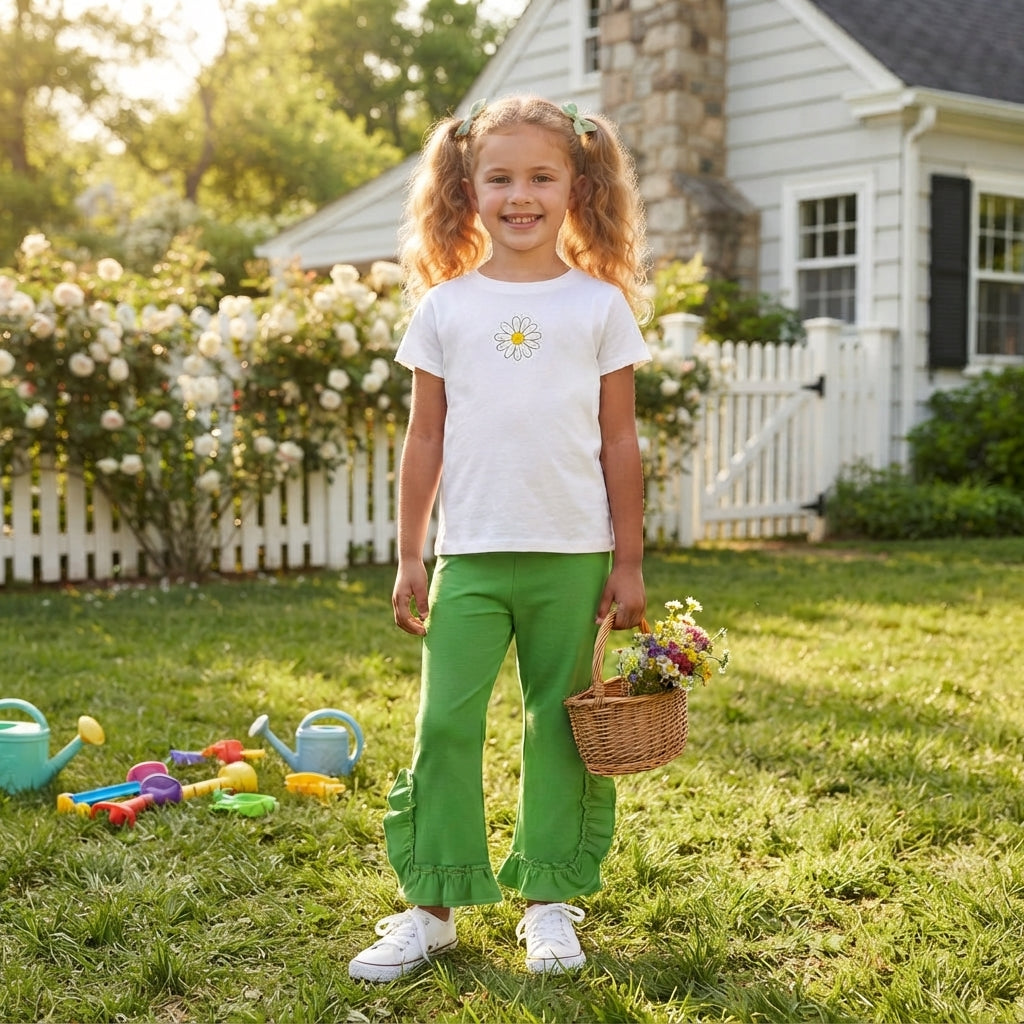 Baby Girls Green Ruffle Pants Bottom