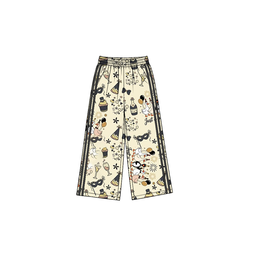 Preorder moq 5 Baby Girls Fireworks Gooses Yoga Active Happy New Year Pockets Pants