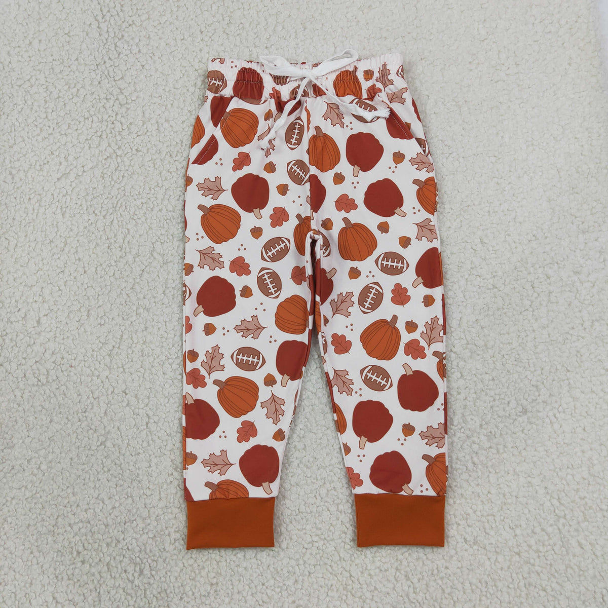Sibling Baby Boys Pumpkins Footballs Fall Jogger Clothes Set Zip Pullover Rompers