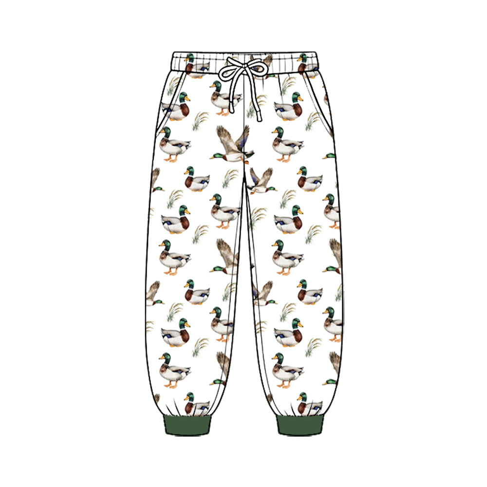 Preorder moq 5 Baby Boys Ducks Plaid Hunting Pockets Joggers Pant Bottom