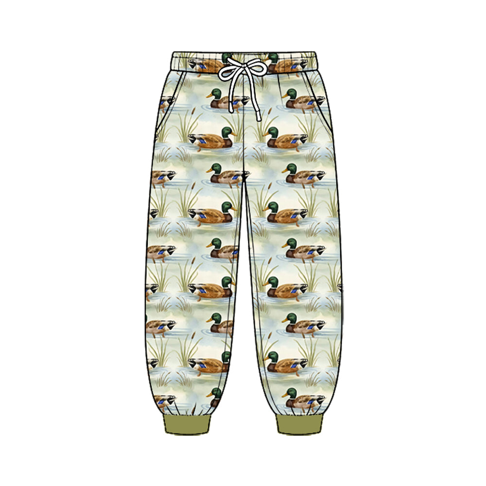 Preorder moq 5 Baby Boys Ducks Plaid Hunting Pockets Joggers Pant Bottom