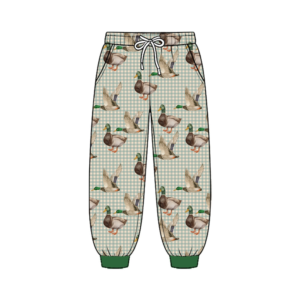 Preorder moq 5 Baby Boys Ducks Plaid Hunting Pockets Joggers Pant Bottom