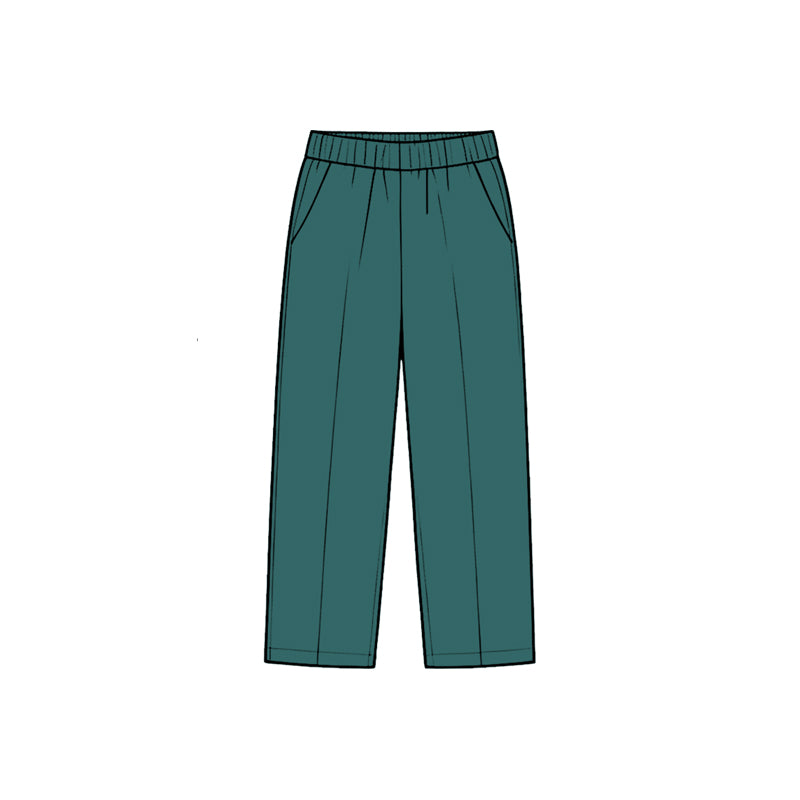 Preorder moq 5 Baby Boys Dark Green Pockets Straight Pants Bottom