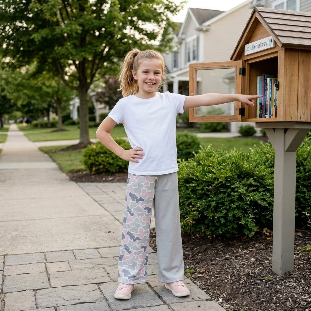 Baby Girls Green Khaki Camo Pockets Flare Pant Bottom