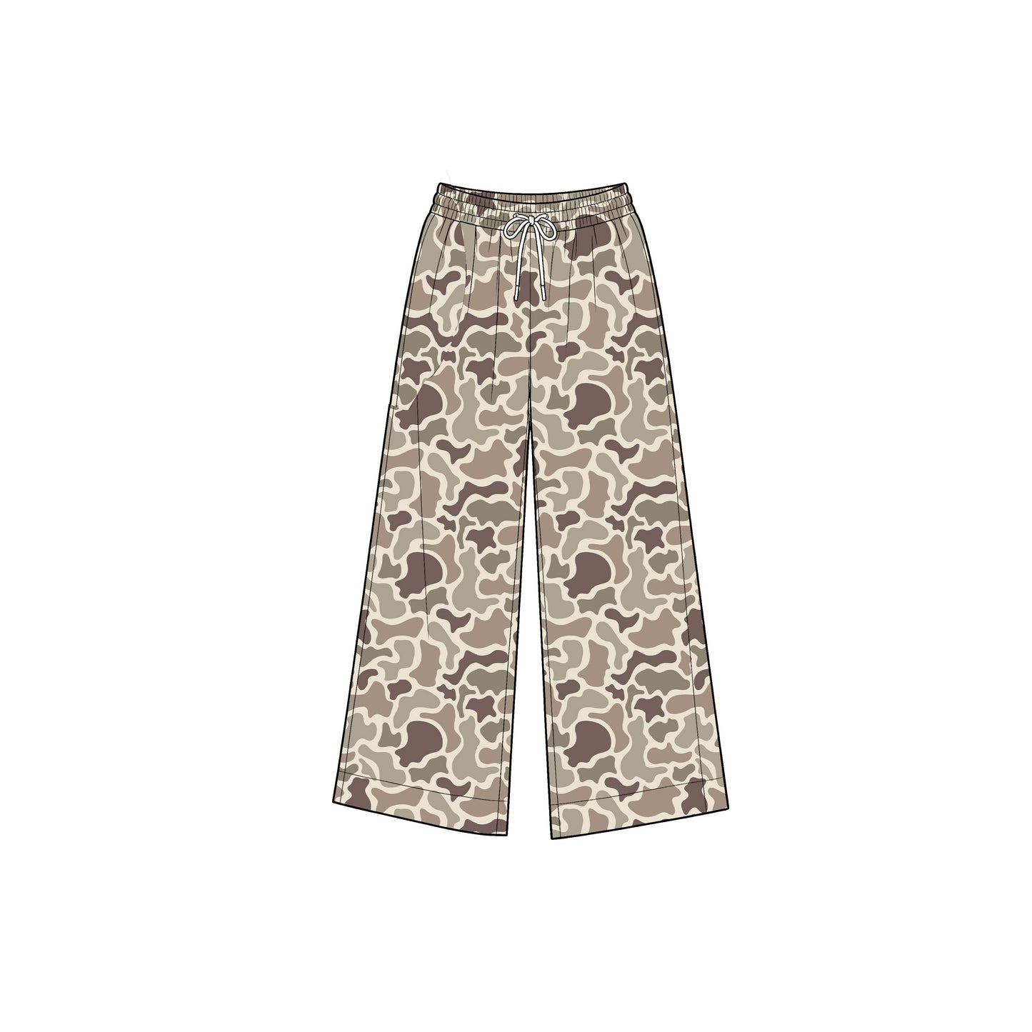 Preorder moq 5 Baby Girls Khaki Camo Pockets Yoga Active Straight Pant Bottom