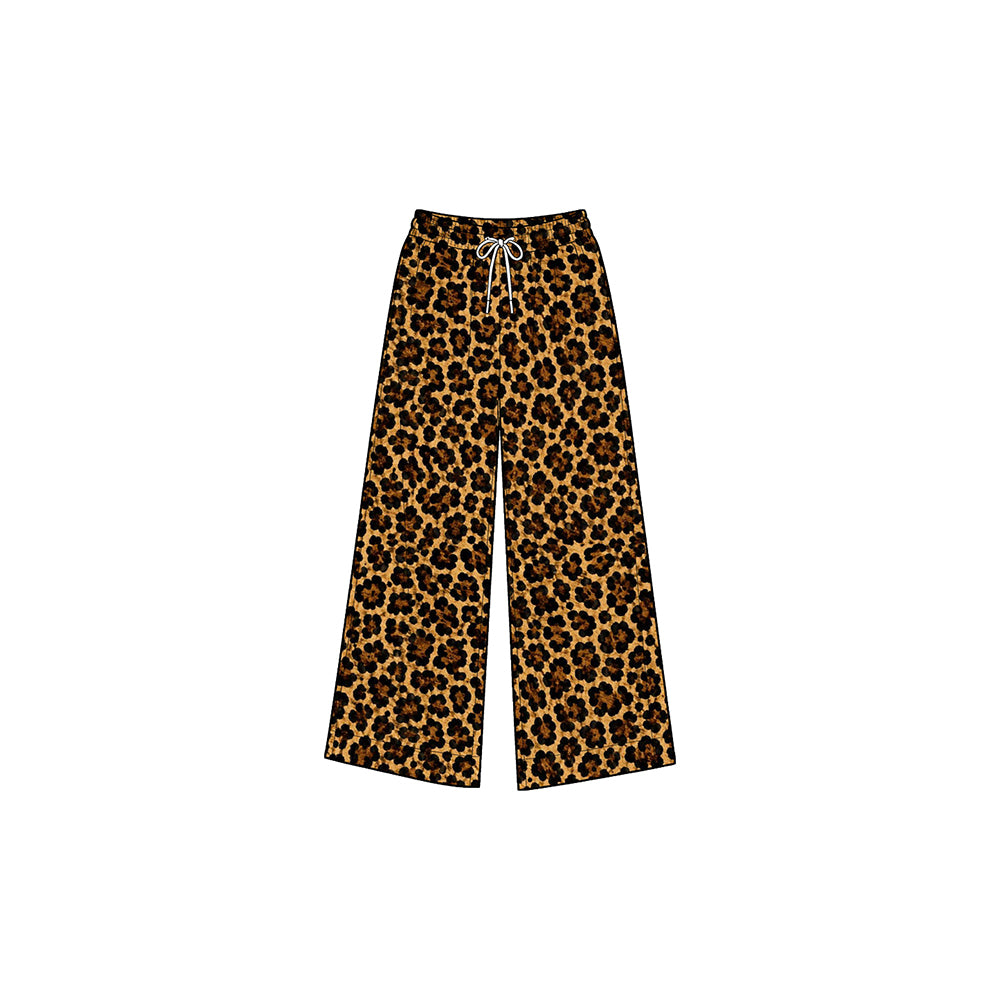 Preorder moq 5 Baby Girls Brown Leopard Pockets Yoga Active Straight Pant Bottom