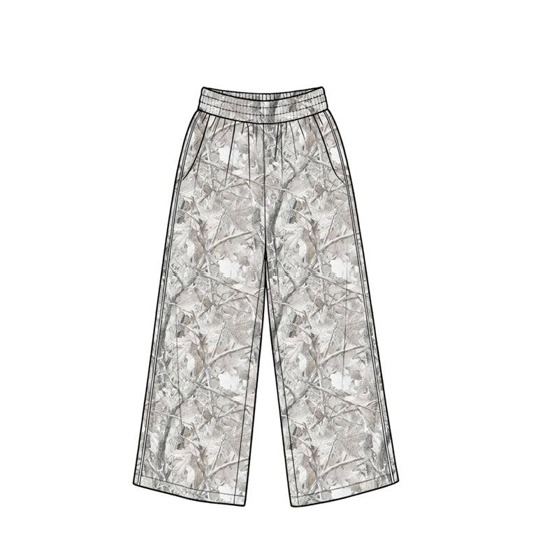 Baby Girls Grey Leaves Camo Pockets Flare Pants Bottom Preorder
