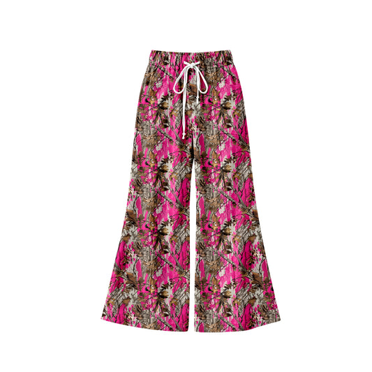 Baby Girls Hot Pink Brown Leaves Camo Yoga Active Flare Pants Bottom Preorder