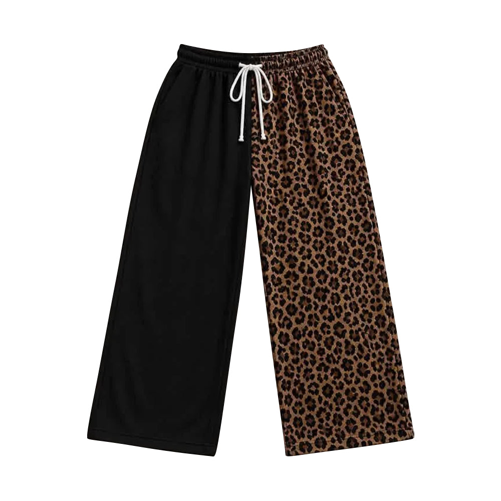Adult Women Black Brown Leopard Pockets Flare Pants Bottom Preorder