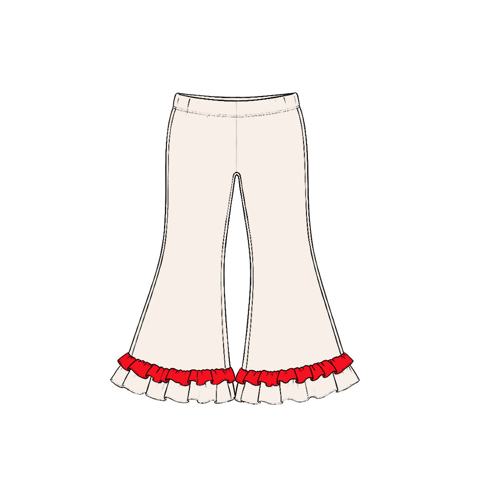 Preorder moq 5 Baby Girls White Cotton Ruffle Flare Pants Bottom