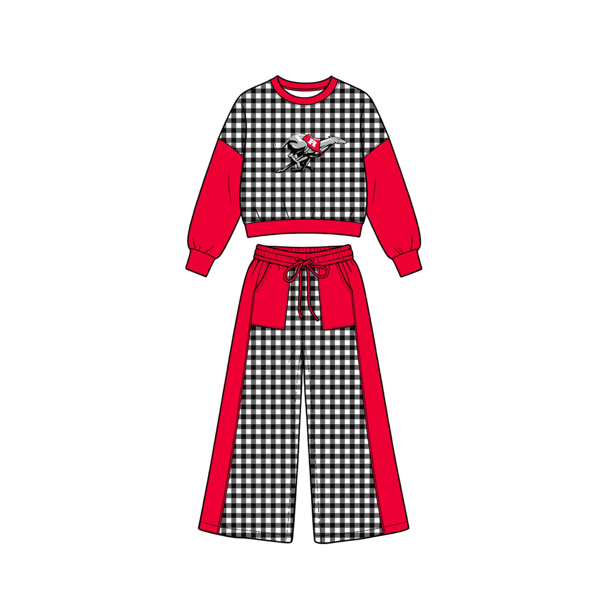 Preorder (moq 5)Baby Girls Reidland Tops Pockets Pants School Team Clothes Sets