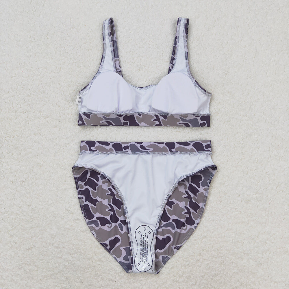 USA Shop Adult Women Grey Camo Top Bottom Swimsuits Sets