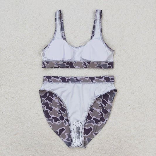 USA Shop Adult Women Grey Camo Top Bottom Swimsuits Sets