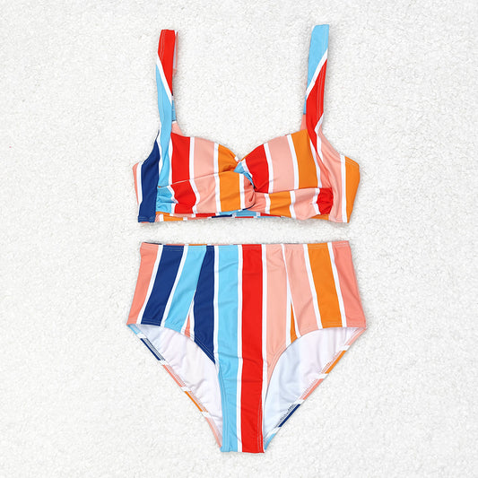Mommy and Me Adult Baby Girls Summer Stripes Swimsuits