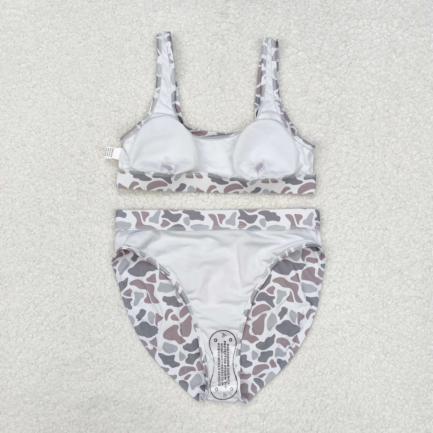 USA Shop Adult Women Light Grey Camo Top Bottom Swimsuits Sets