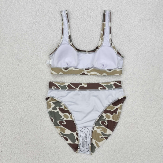 USA Shop Adult Women Green Camouflage Top Bottom Bikini Swimsuits Sets
