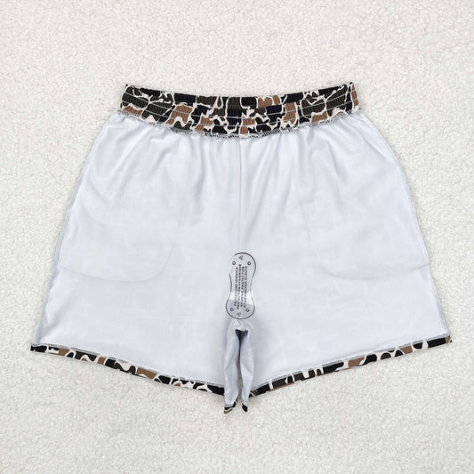 Adult Man Brown Duck Camouflage Pockets Bottom Trunks Shorts Swimwear