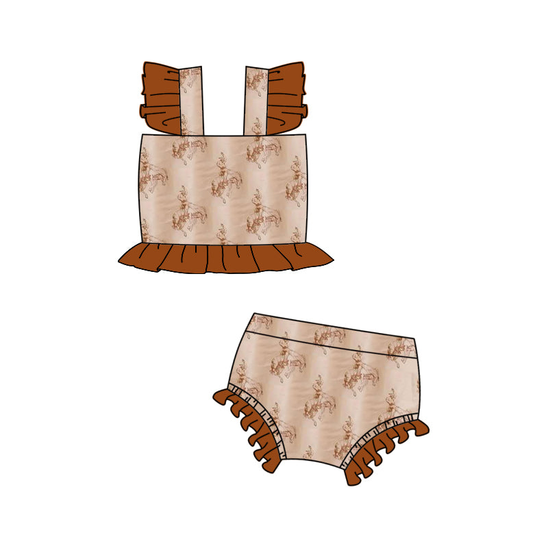 Baby Girls Rodeo Western Top Bummie 2pcs Swimsuits Preorder