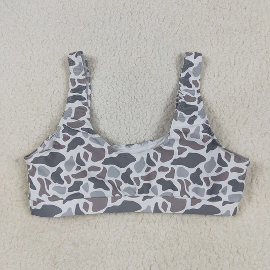 Adult Women Light Grey Camo Bra Swim Top